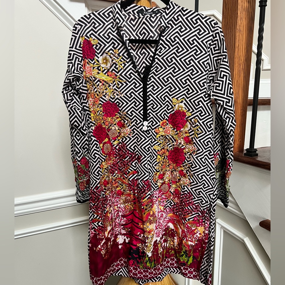 Khaddi embroidered cotton kurta, tunic Indian Pakistani kurta